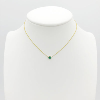 May Birthstone Bezel Necklace (Emerald)