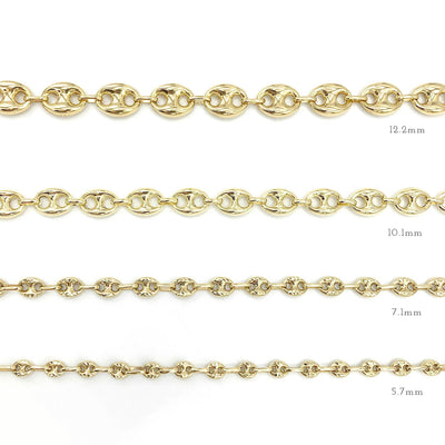 14K Gold Puffed Mariner Bracelet