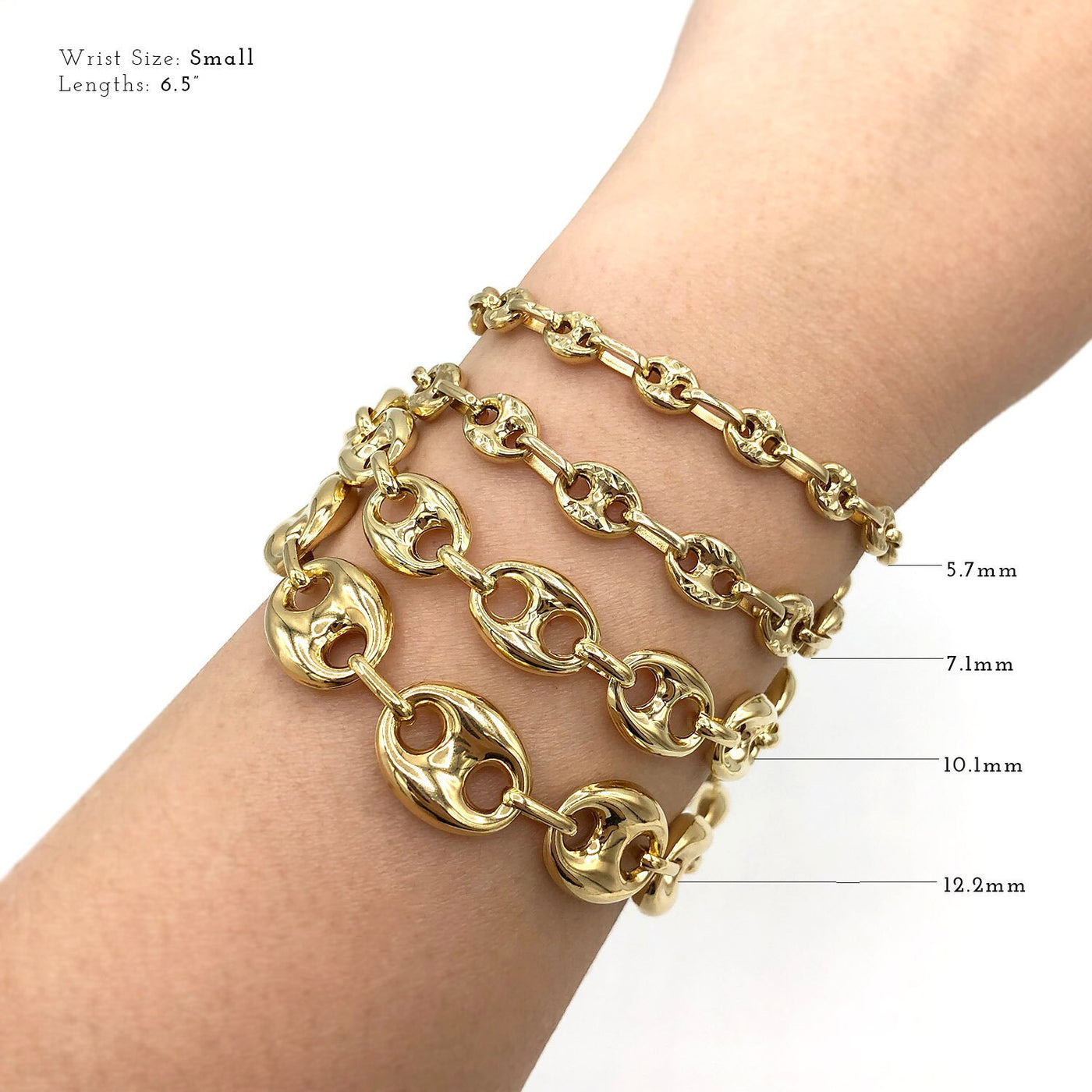 14K Gold Puffed Mariner Bracelet