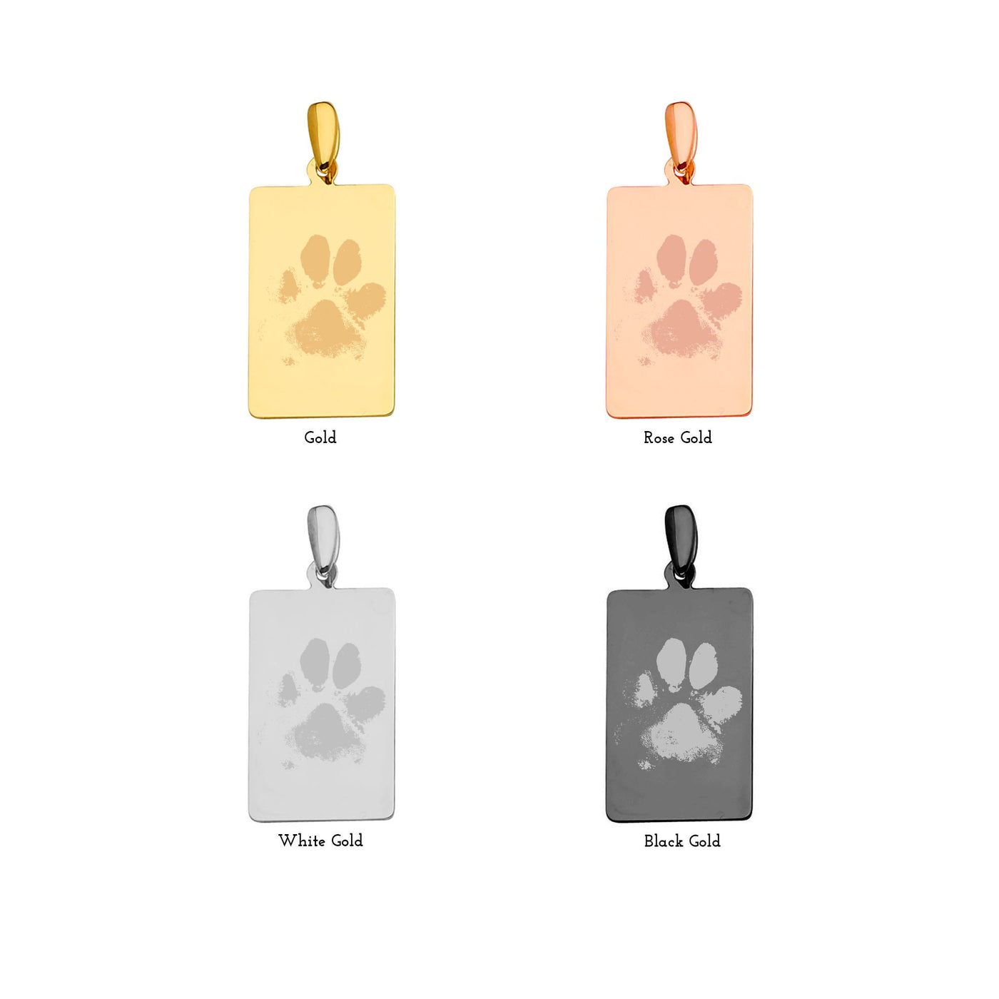 Paw Print Dog Tag Necklace (Free Laser Engraving)