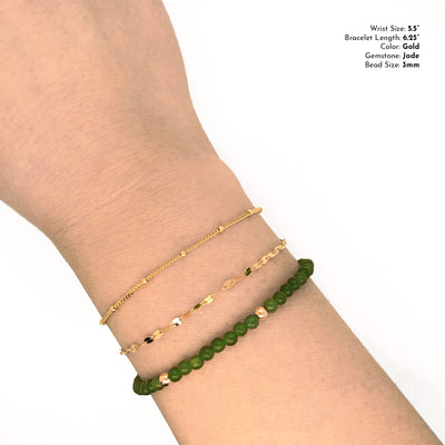 14K Gold & Jade "Good Luck" Bracelet
