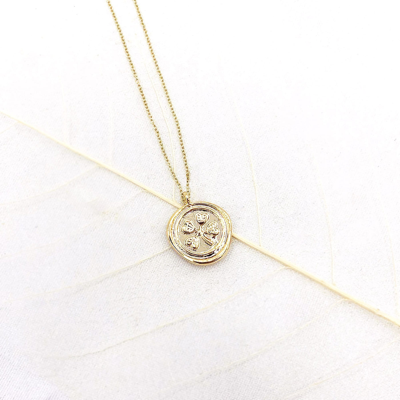 Four Leaf Clover Wax Seal Charm Necklace