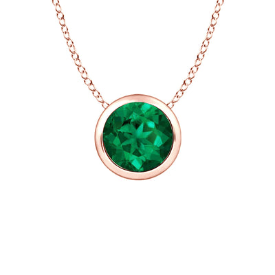 May Birthstone Bezel Necklace (Emerald)