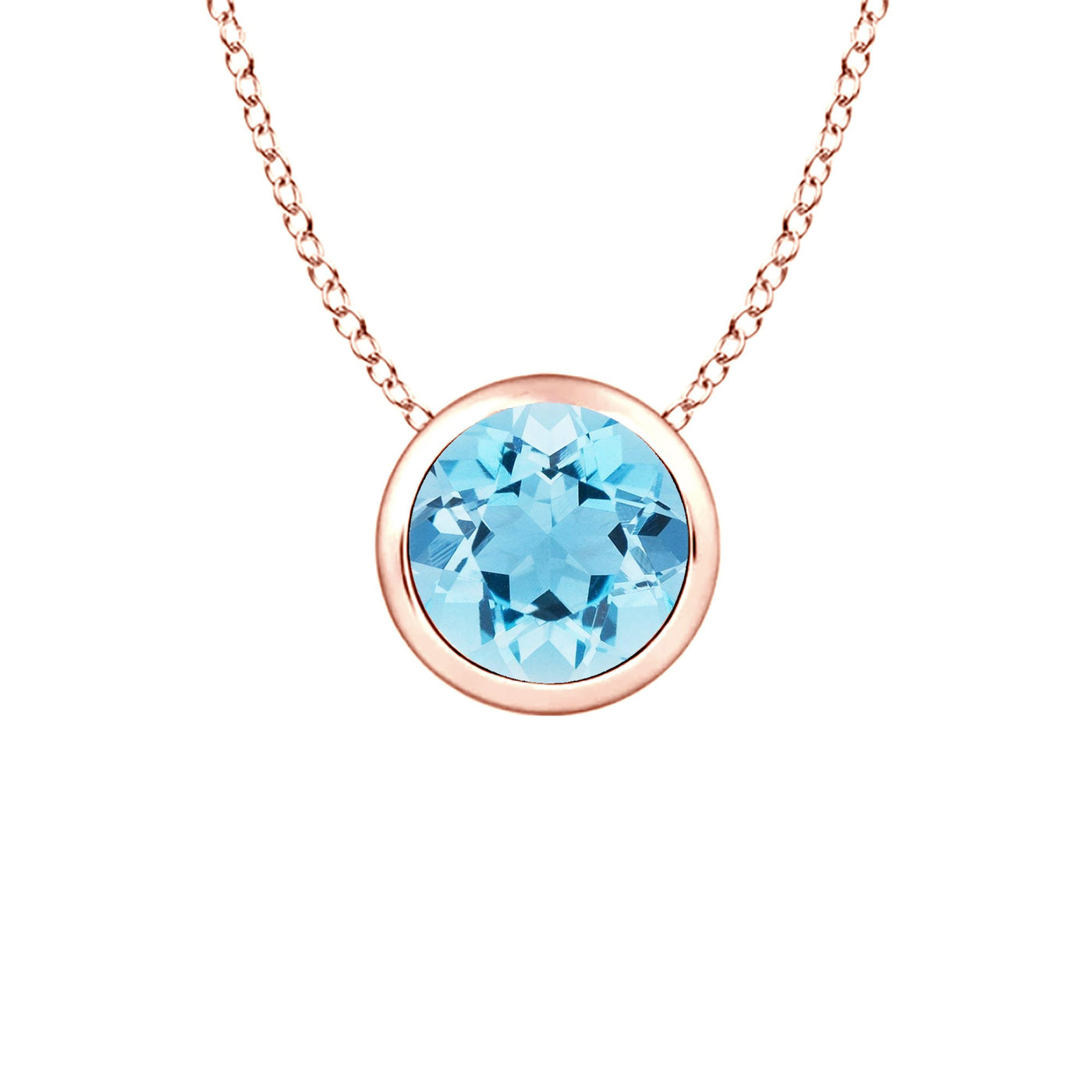 March Birthstone Bezel Necklace (Aquamarine)