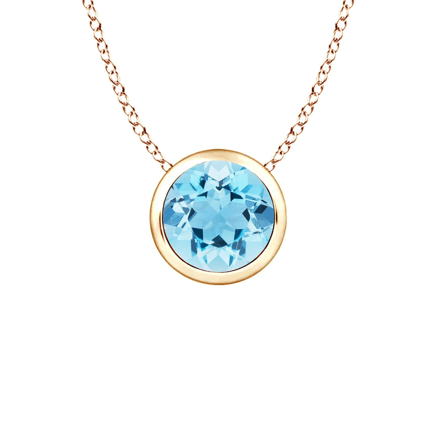 March Birthstone Bezel Necklace (Aquamarine)