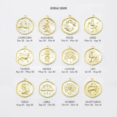 Aquarius Zodiac Wax Seal Pendant Necklace