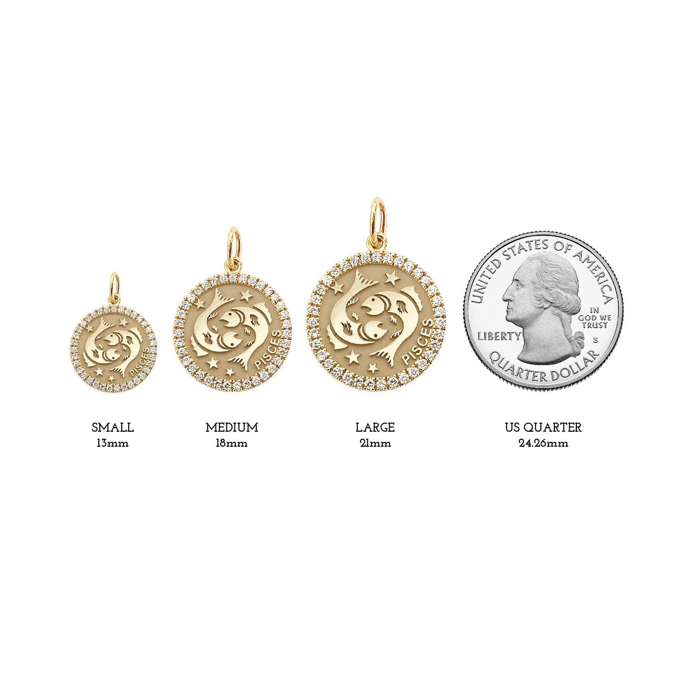 Pisces Diamond Zodiac Coin Necklace