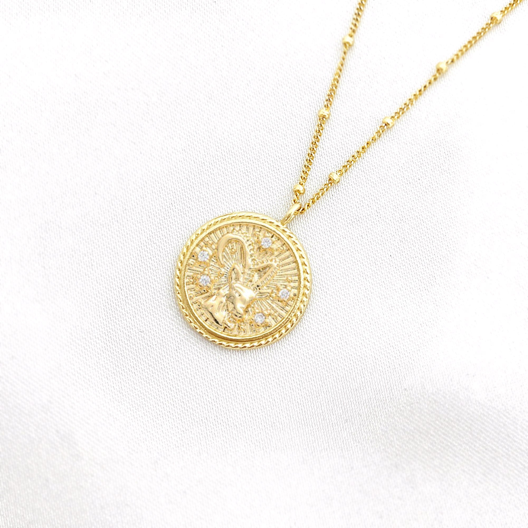 Capricorn Diamond & Guilloché Zodiac Pendant Necklace