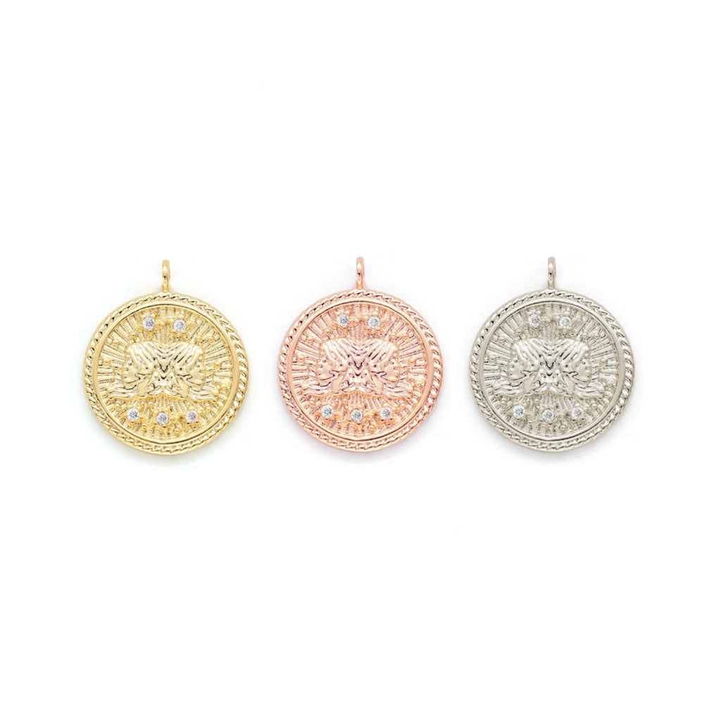 Gemini Diamond & Guilloché Zodiac Pendant Necklace