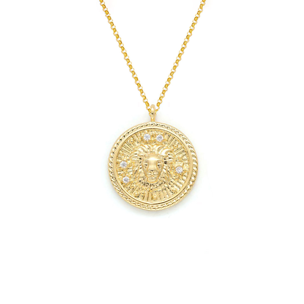 Leo Diamond & Guilloché Zodiac Pendant Necklace
