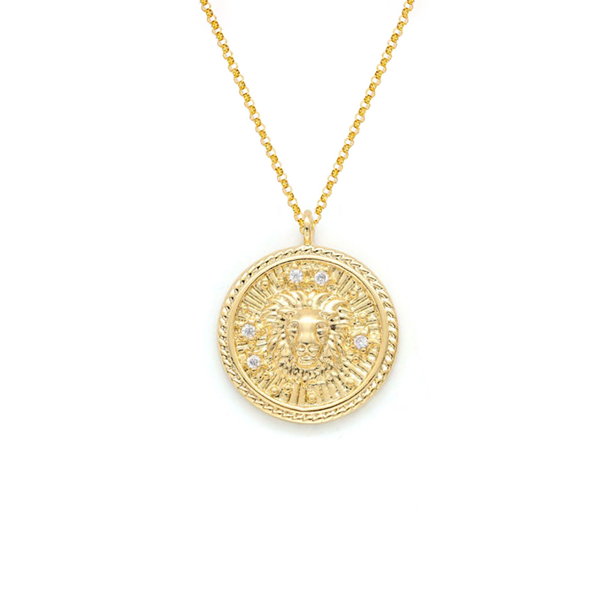 Leo Diamond & Guilloché Zodiac Pendant Necklace