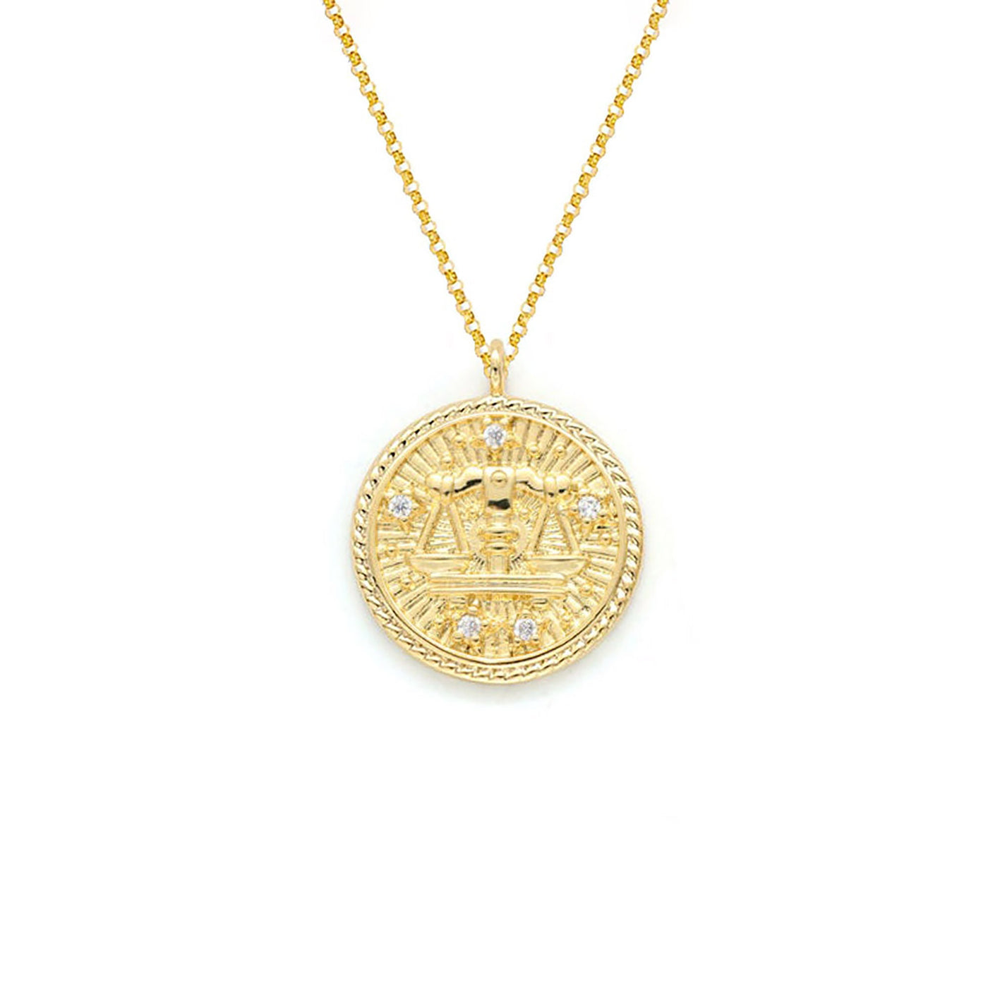 Libra Diamond & Guilloché Zodiac Pendant Necklace