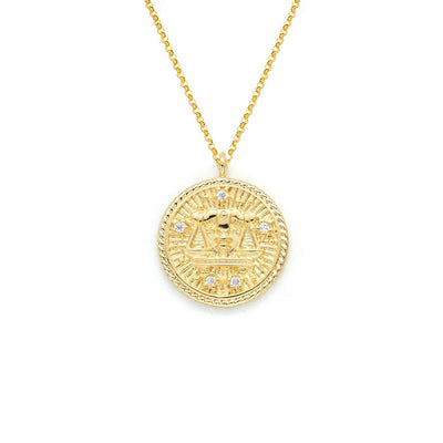 Libra Diamond & Guilloché Zodiac Pendant Necklace