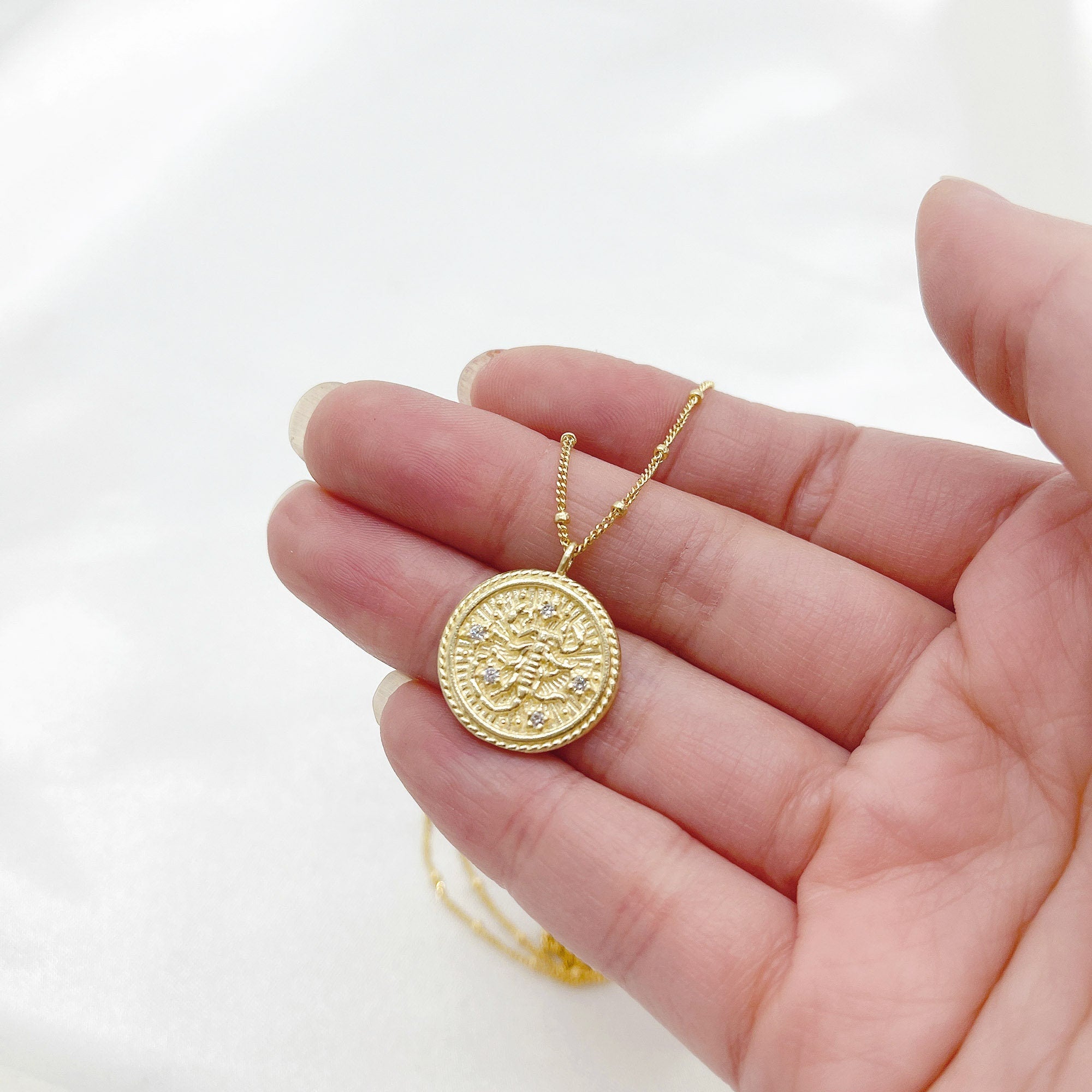 Scorpio Diamond & Guilloché Zodiac Pendant Necklace