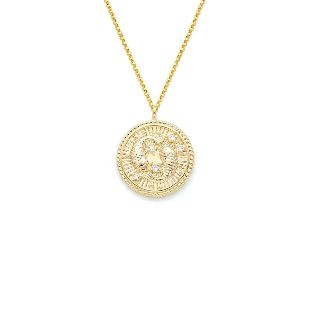 Pisces Diamond & Guilloché Zodiac Pendant Necklace