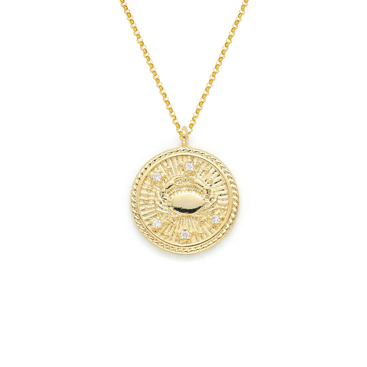 Cancer Diamond & Guilloché Zodiac Pendant Necklace