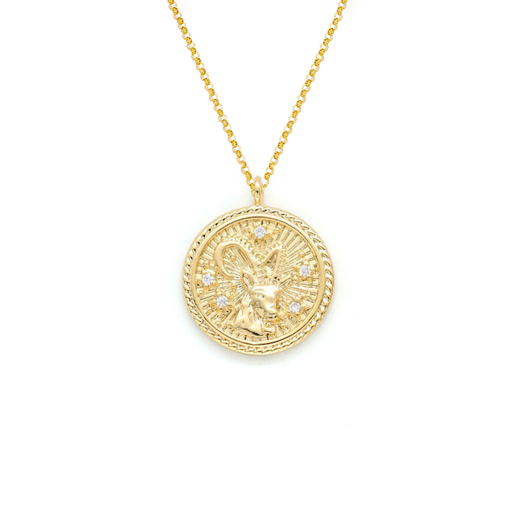 Capricorn Diamond & Guilloché Zodiac Pendant Necklace