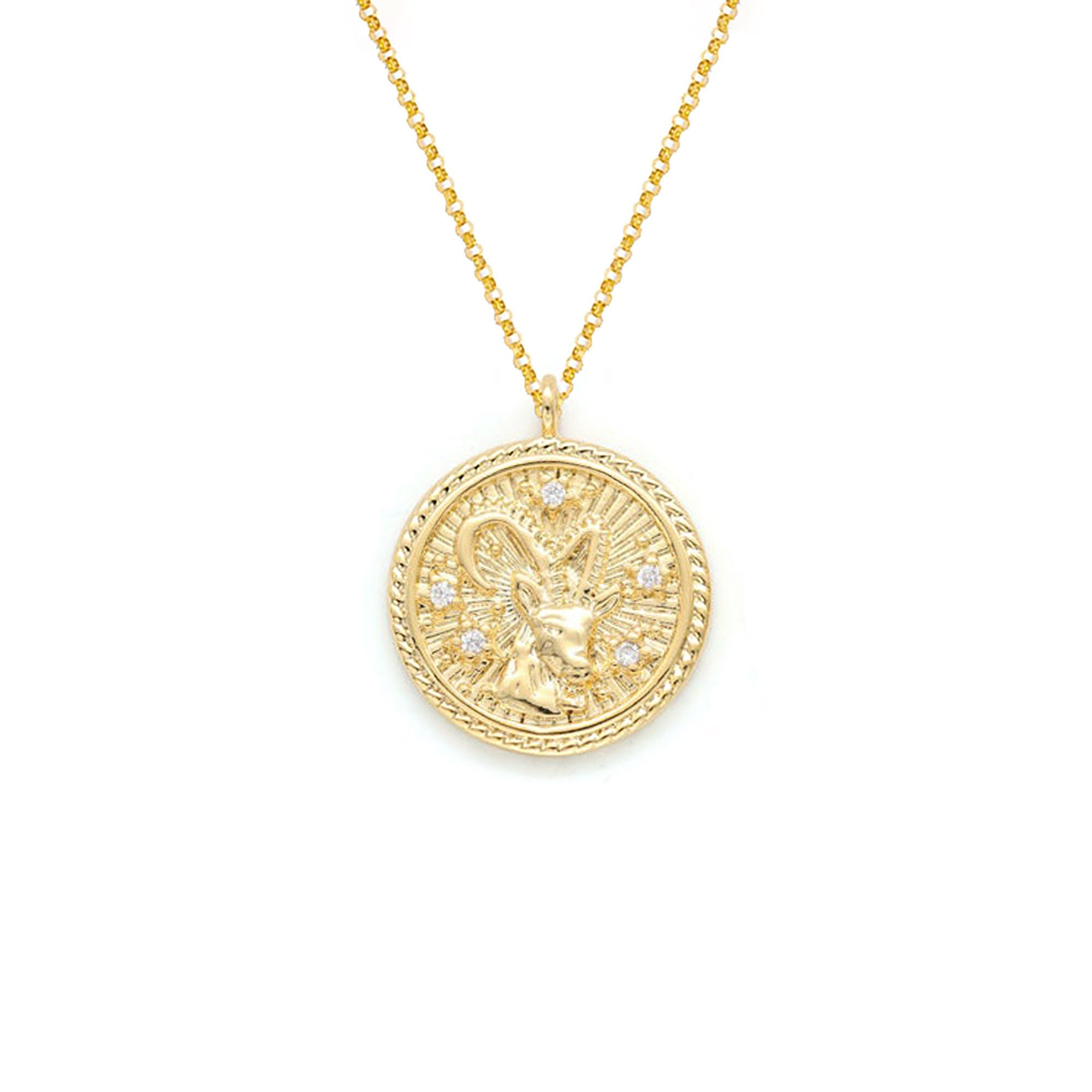Capricorn Diamond & Guilloché Zodiac Pendant Necklace