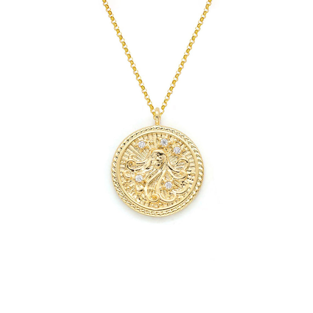 Virgo Diamond & Guilloché Zodiac Pendant Necklace