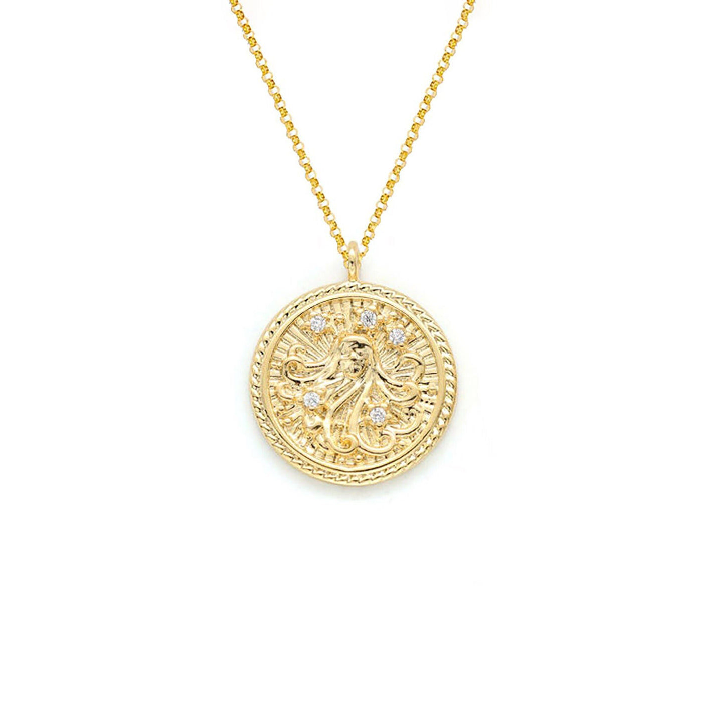 Virgo Diamond & Guilloché Zodiac Pendant Necklace