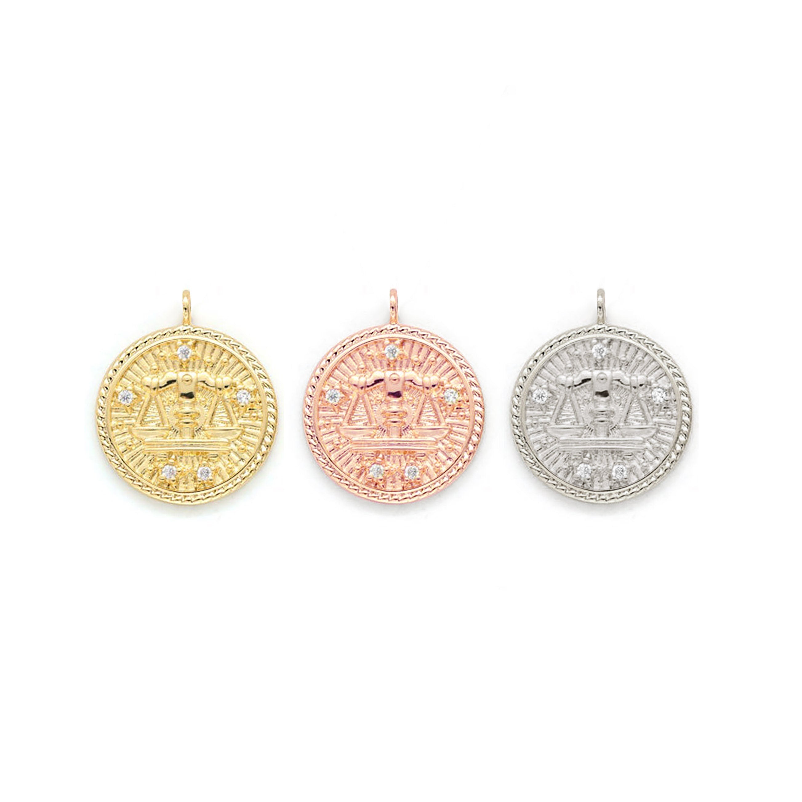 Libra Diamond & Guilloché Zodiac Pendant Necklace