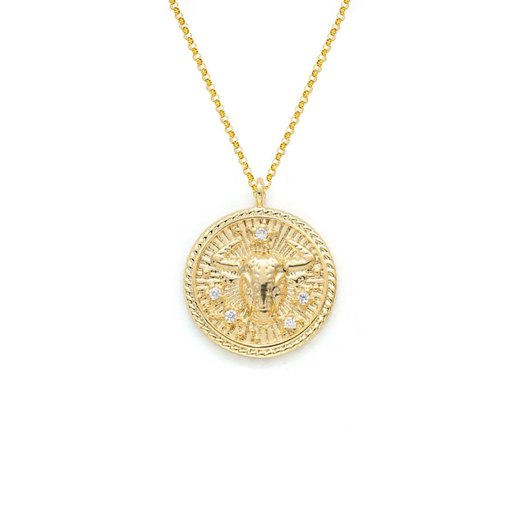 Taurus Diamond & Guilloché Zodiac Pendant Necklace