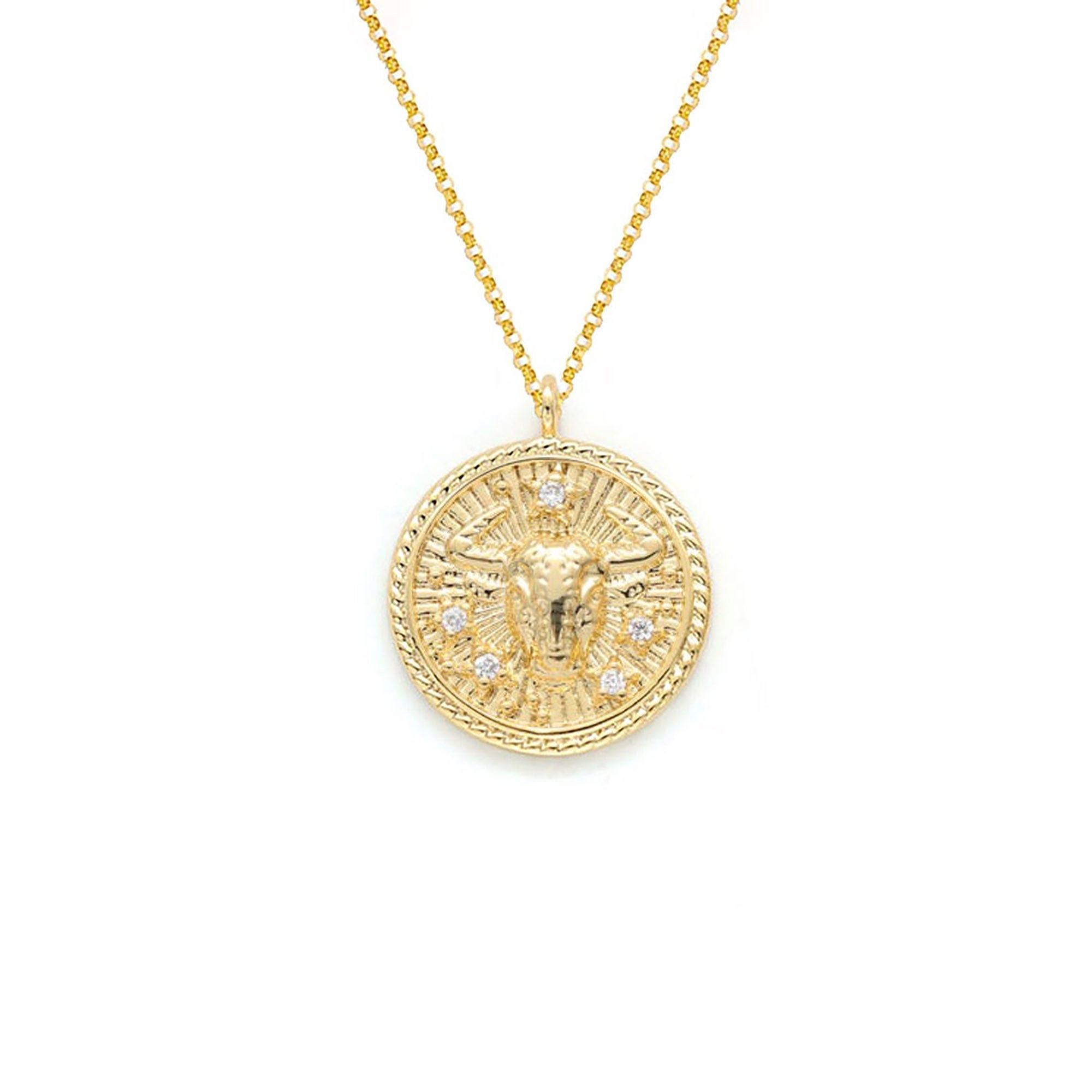 Taurus Diamond & Guilloché Zodiac Pendant Necklace