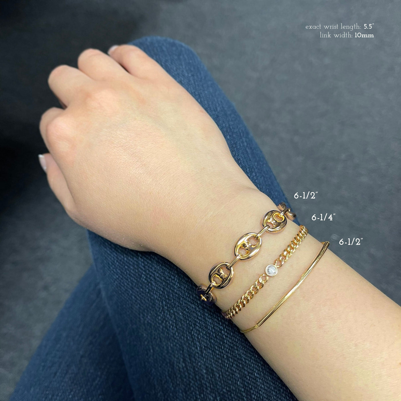 14K Gold Puffed Mariner Bracelet