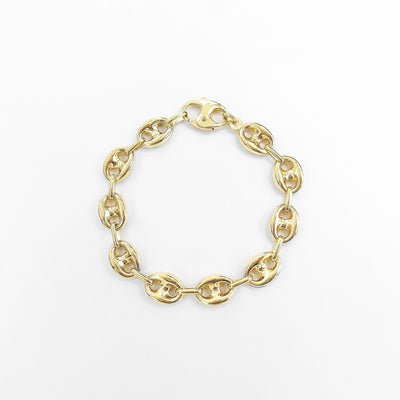 14K Gold Puffed Mariner Bracelet