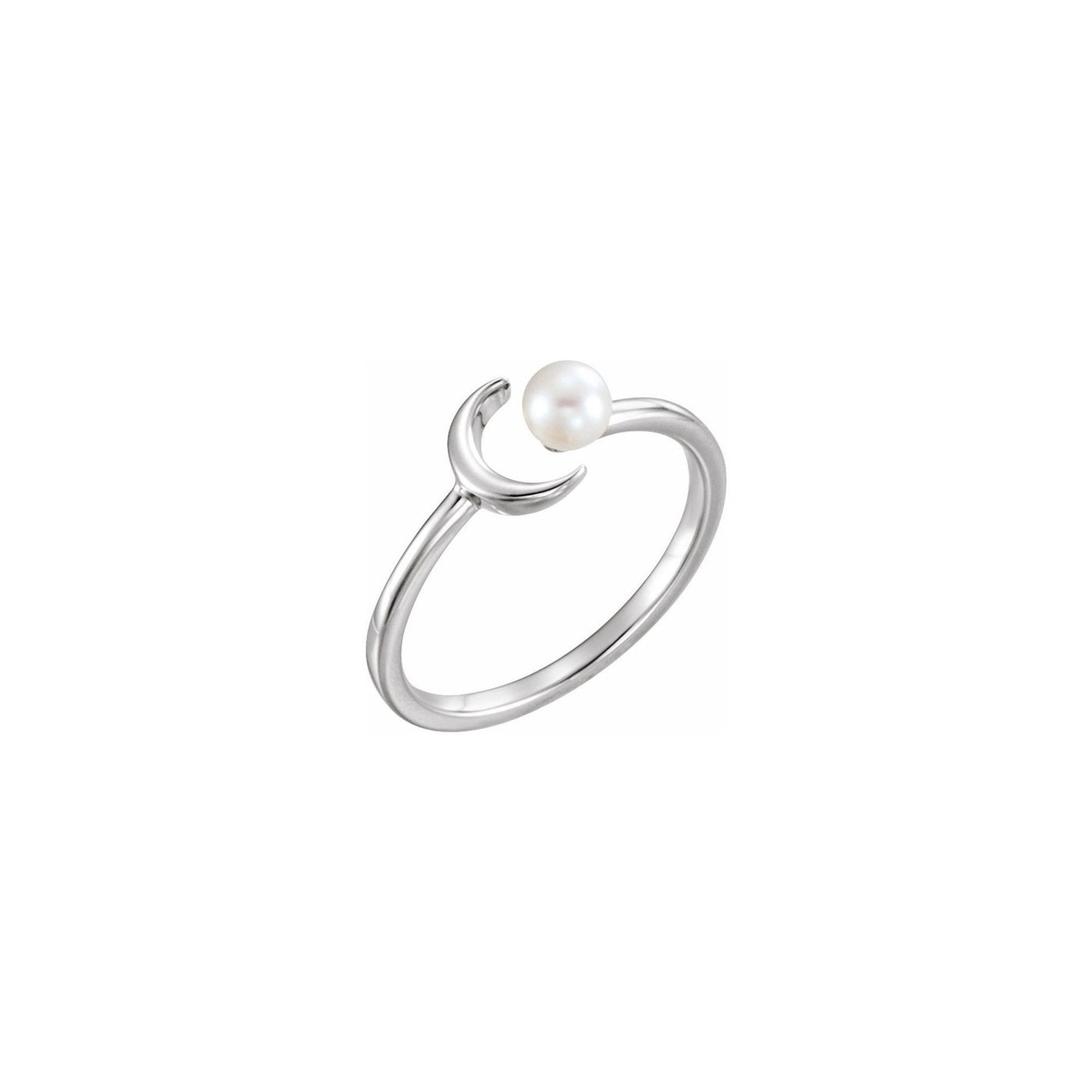 Cultured Freshwater Pearl Crescent Moon Ring