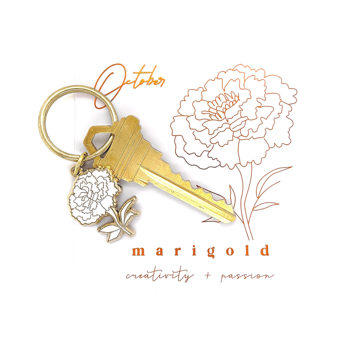 October Birth Flower Keychain (Marigold)