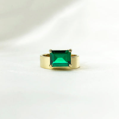 Large Horizontal Emerald Cut Monolith Ring