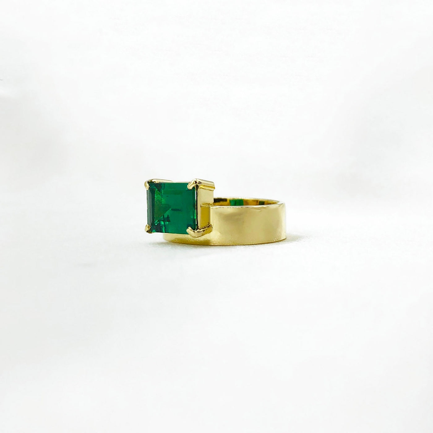 Large Horizontal Emerald Cut Monolith Ring