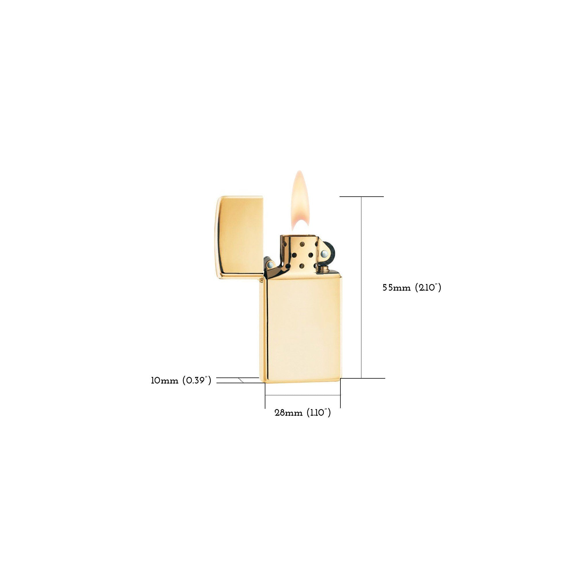 Slim High Polish Brass Lighter (Complimentary Engraving)