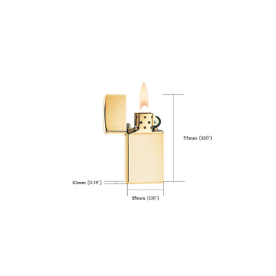 Slim High Polish Brass Lighter (Complimentary Engraving)