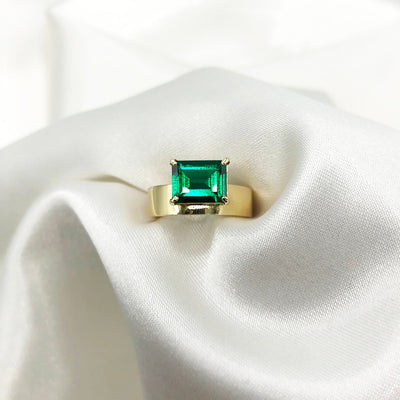 Large Horizontal Emerald Cut Monolith Ring