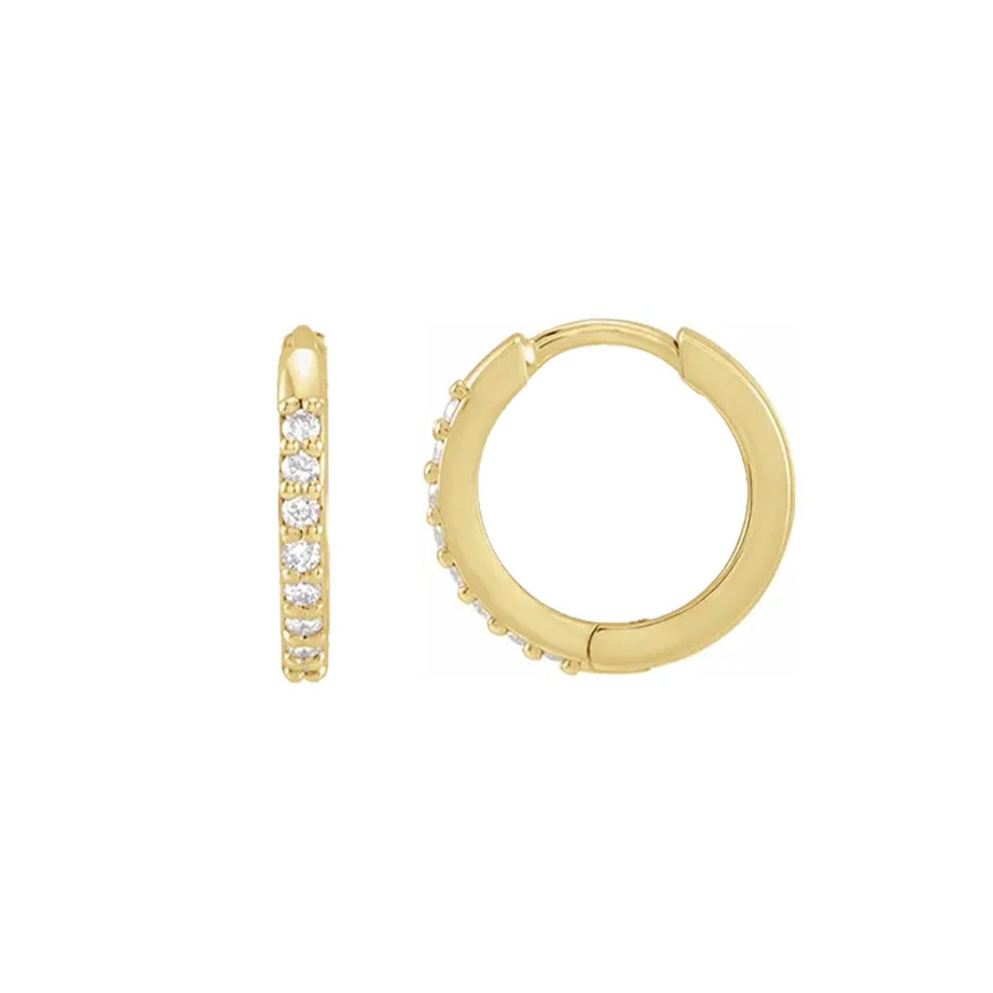 14K Gold Round Hinged Huggie Earrings (Large)