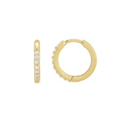 14K Gold Round Hinged Huggie Earrings (Large)
