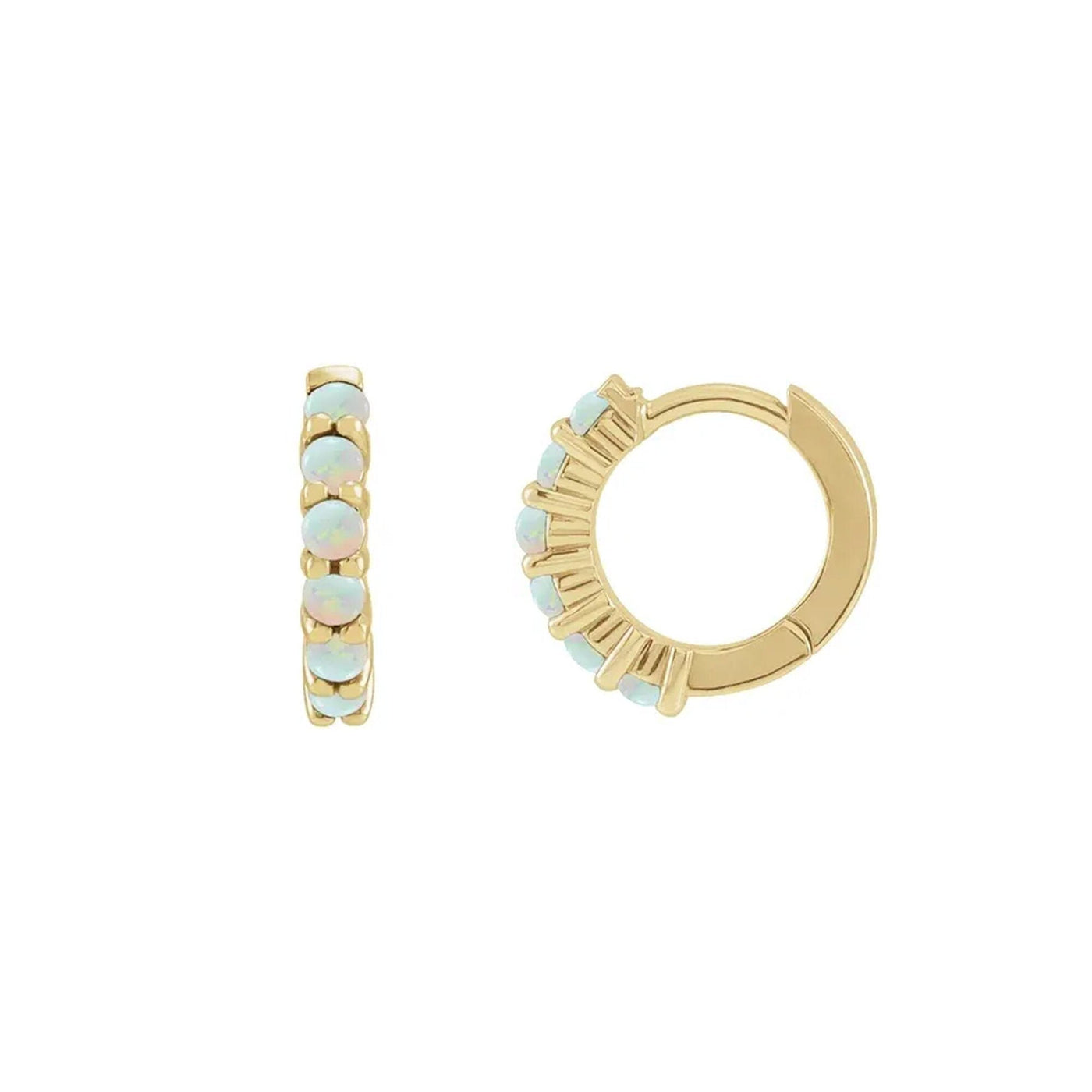 Large Natural White Opal Huggie Hoop Earrings