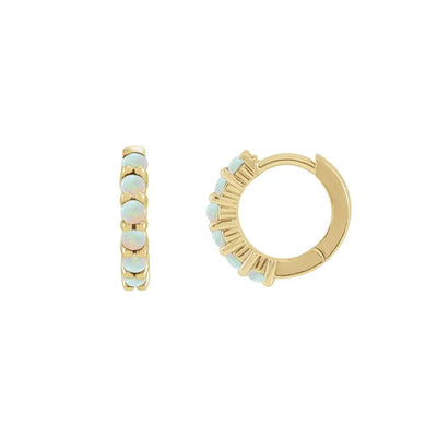 Small Natural White Opal Huggie Hoop Earrings