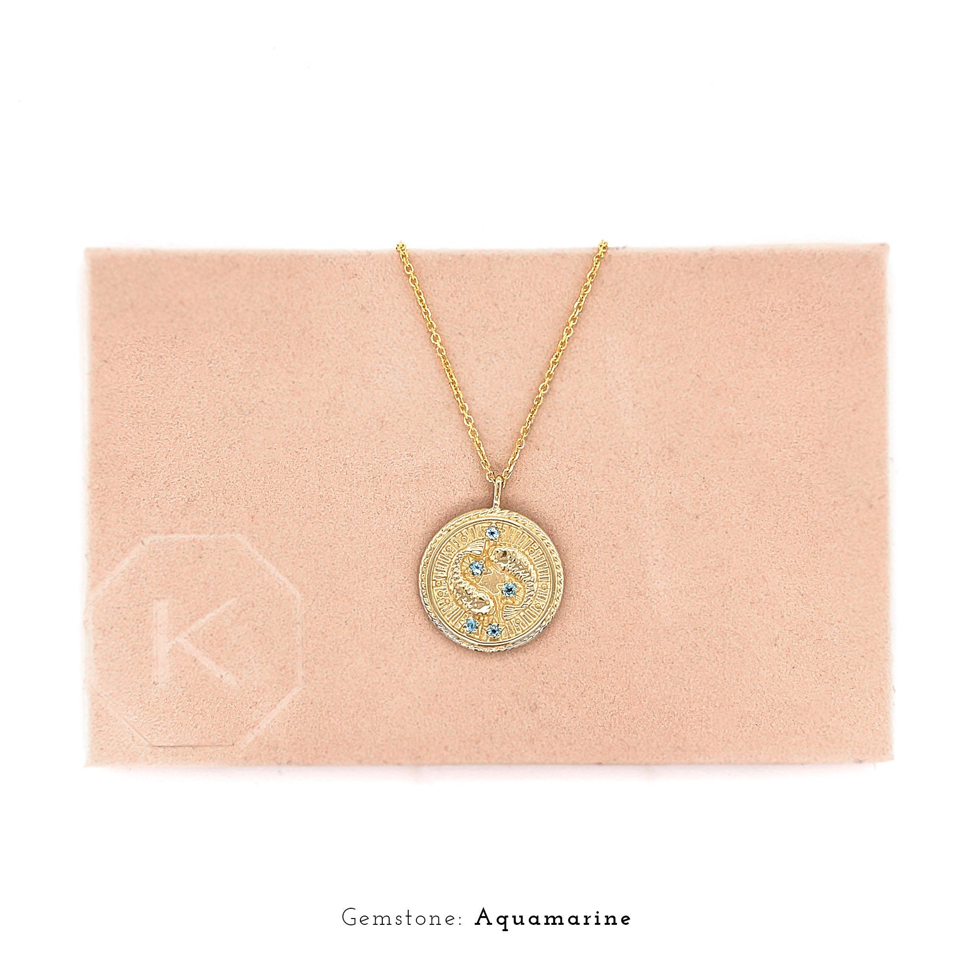 Pisces Diamond & Guilloché Zodiac Pendant Necklace