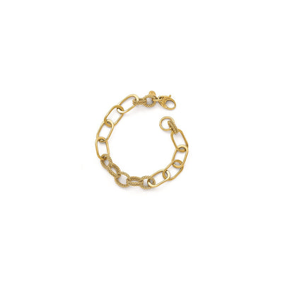 14K Gold Diamond-Cut Fancy Link Bracelet