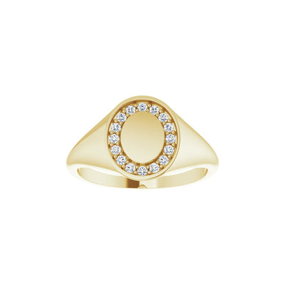 Oval Diamond Halo Signet Ring (Complimentary Engraving)
