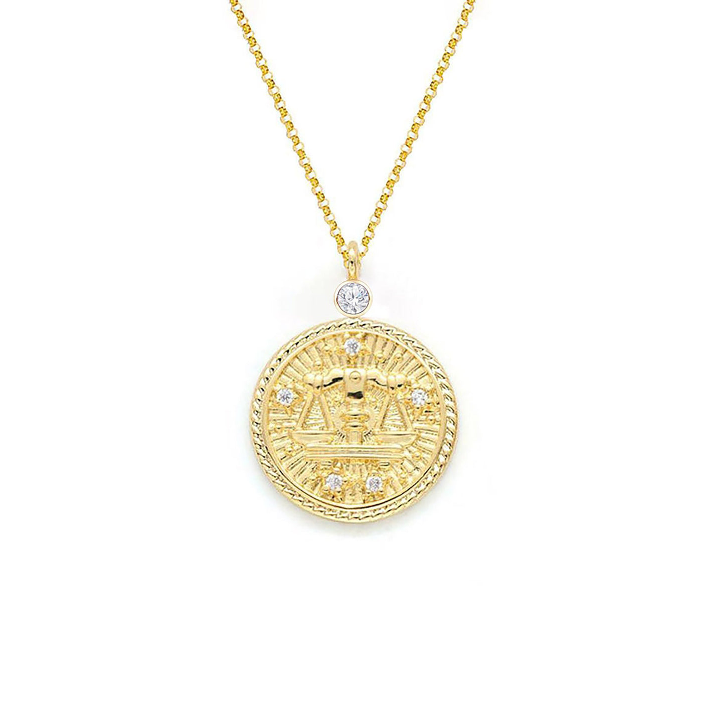 Guilloché Zodiac & Bezel Diamond Pendant Necklace