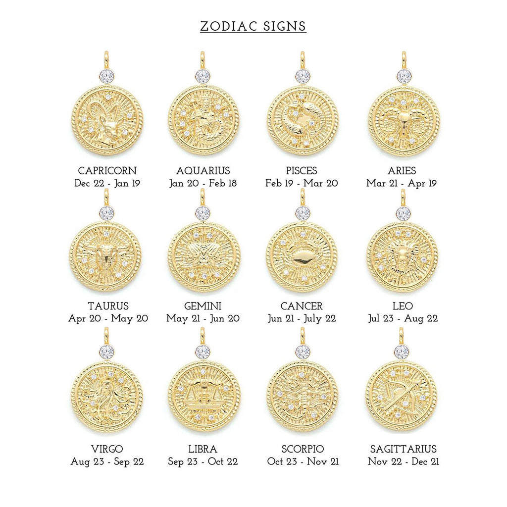 Guilloché Zodiac & Bezel Diamond Pendant Necklace