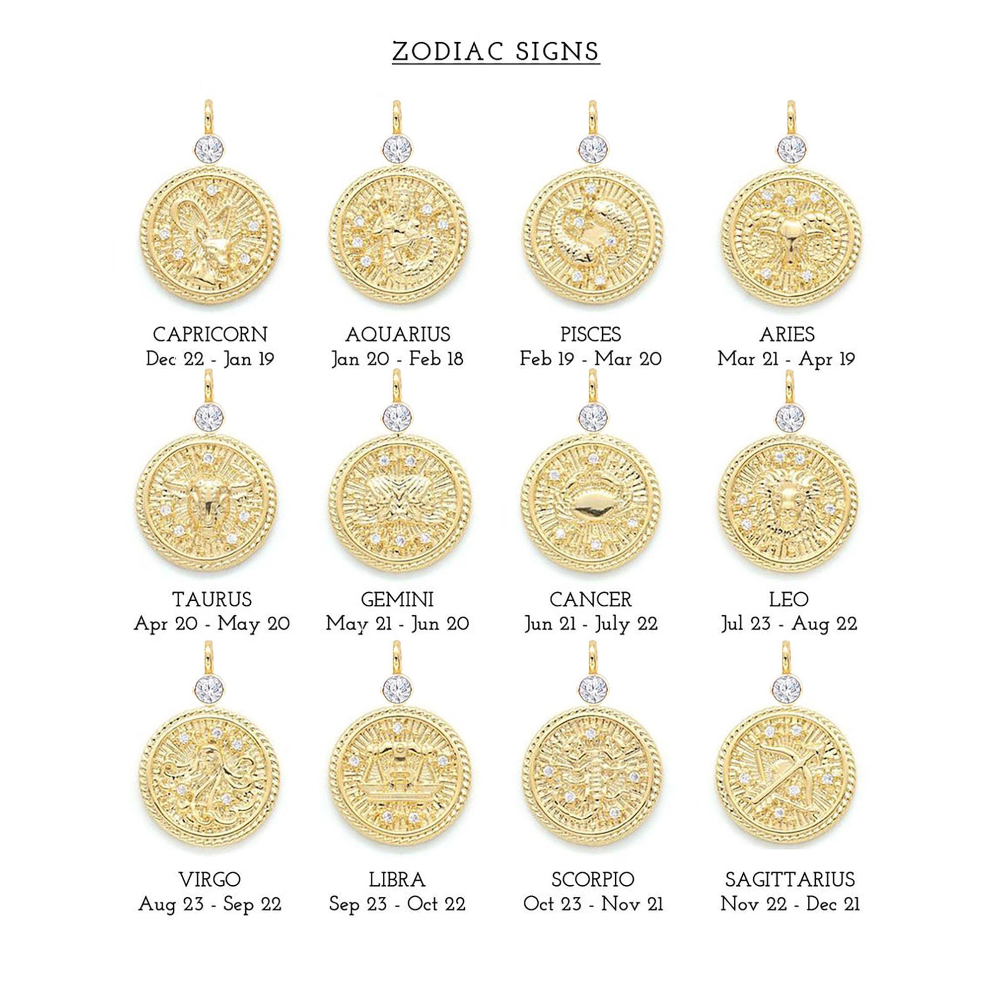 Guilloché Zodiac & Bezel Diamond Pendant Necklace