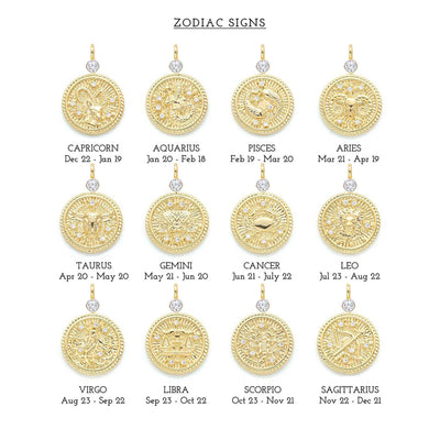 Guilloché Zodiac & Bezel Diamond Pendant Necklace