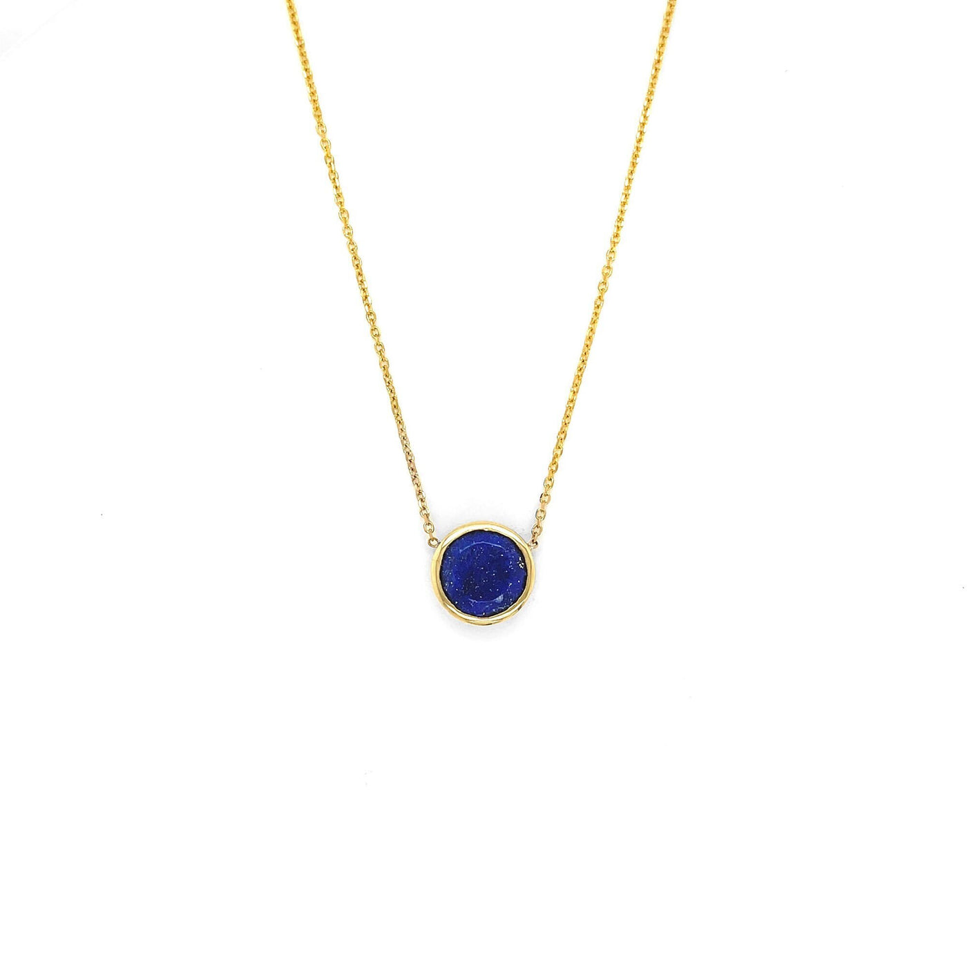 Round Lapis Lazuli Bezel Necklace