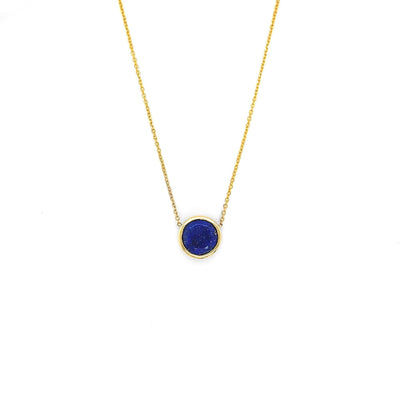 Round Lapis Lazuli Bezel Necklace