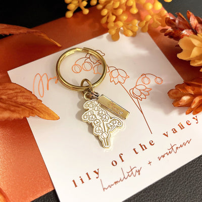 May Birth Flower Keychain (Lily of the Valley)